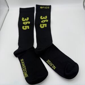 FIGS #AWESOME NURSE Compression Socks Black Yellow Neon 365 Size Medium M